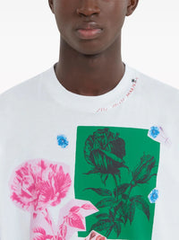 MARNI WHITE FLORAL COLLAGE T-SHIRT