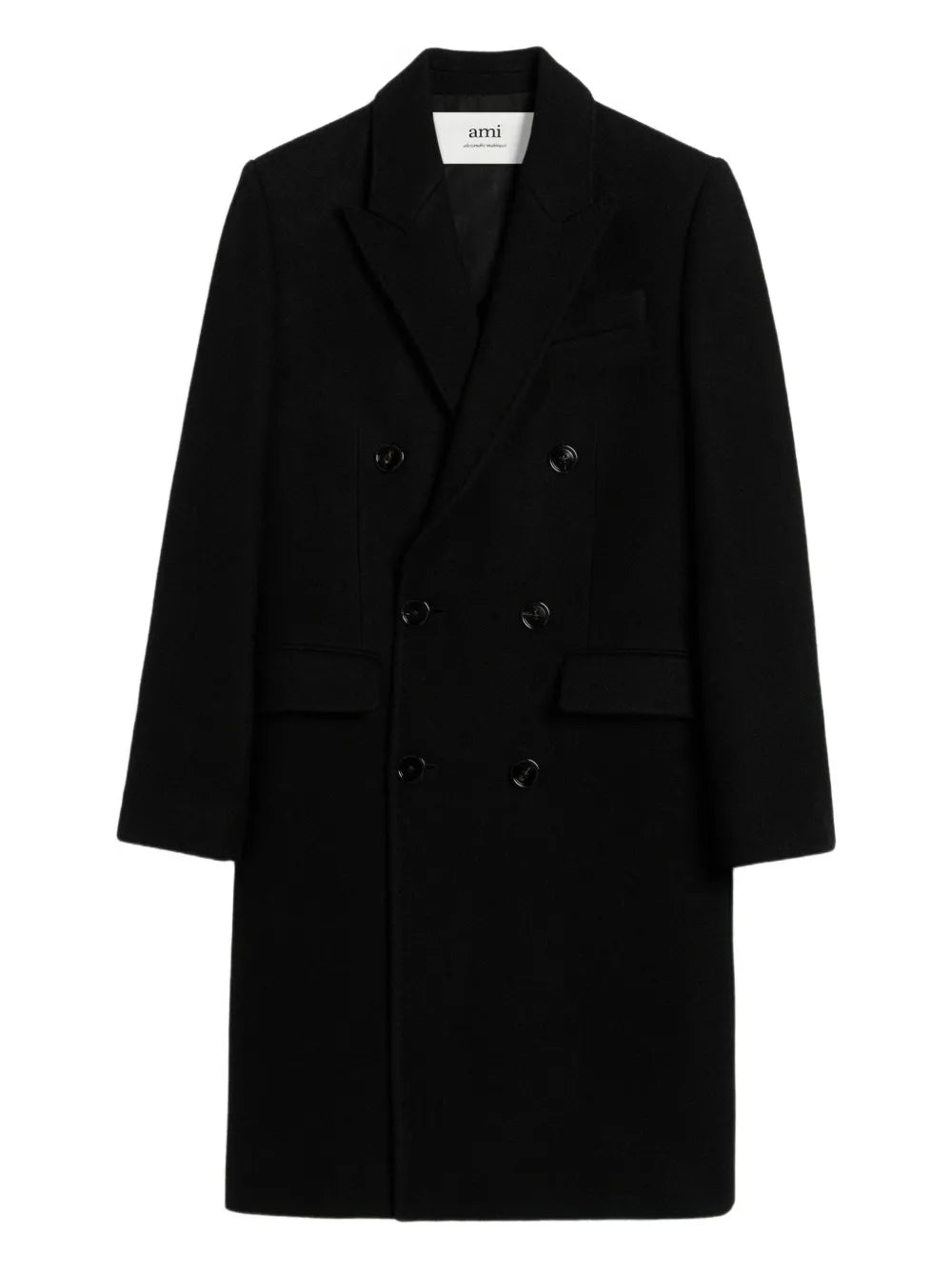 AMI PARIS BLACK WOOL DOUBLE BREASTED COAT