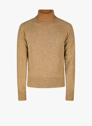 DRIES VAN NOTEN BEIGE MUATA TWO TONE TURTLENECK