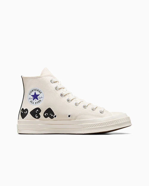 COMMES DES GARÇONS PLAY CONVERSE WHITE MULTI HEART HIGH TOP SNEAKER