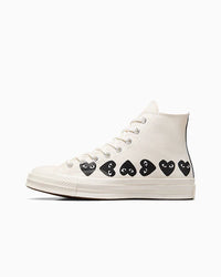COMMES DES GARÇONS PLAY CONVERSE WHITE MULTI HEART HIGH TOP SNEAKER