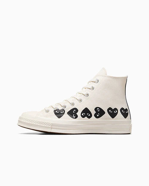 COMMES DES GARÇONS PLAY CONVERSE WHITE MULTI HEART HIGH TOP SNEAKER
