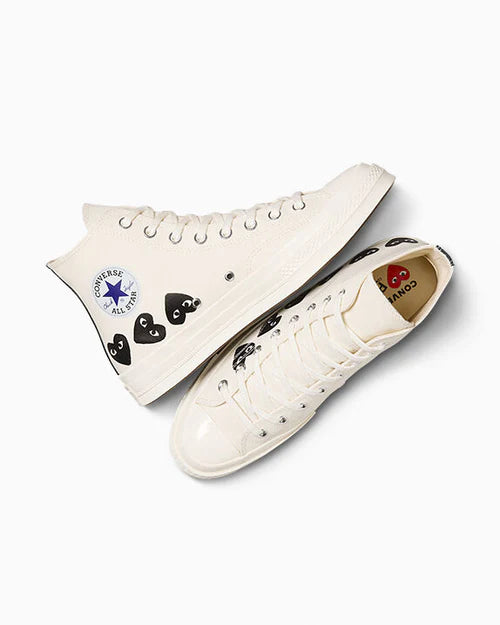 COMMES DES GARÇONS PLAY CONVERSE WHITE MULTI HEART HIGH TOP SNEAKER