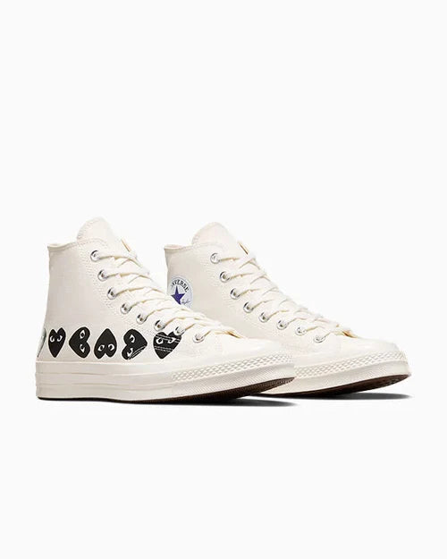COMMES DES GARÇONS PLAY CONVERSE WHITE MULTI HEART HIGH TOP SNEAKER