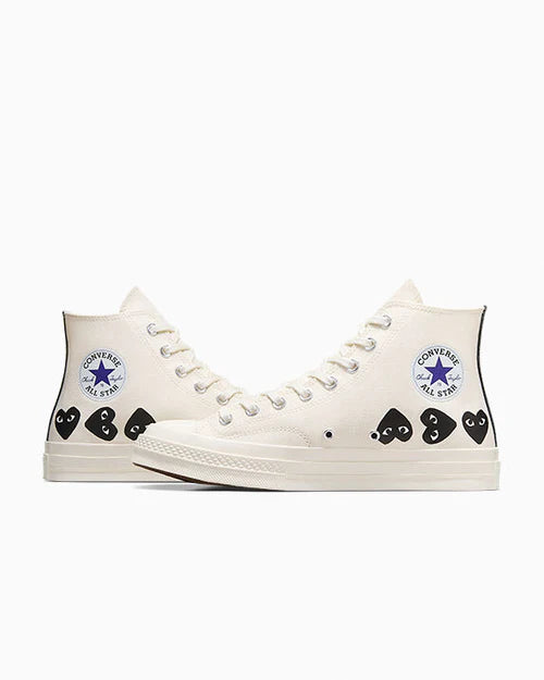 COMMES DES GARÇONS PLAY CONVERSE WHITE MULTI HEART HIGH TOP SNEAKER