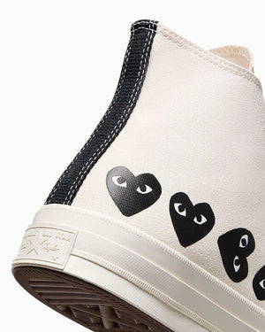 COMMES DES GARÇONS PLAY CONVERSE WHITE MULTI HEART HIGH TOP SNEAKER