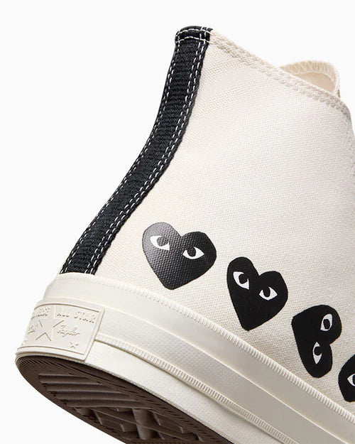 COMMES DES GARÇONS PLAY CONVERSE WHITE MULTI HEART HIGH TOP SNEAKER