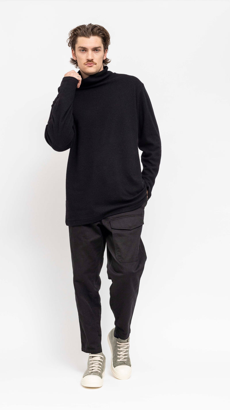 YOHJI YAMAMOTO BLACK WOOL TURTLE NECK