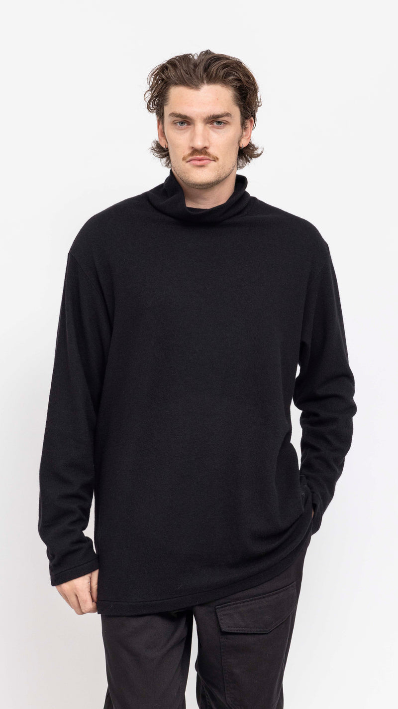 YOHJI YAMAMOTO BLACK WOOL TURTLE NECK