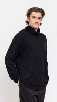 YOHJI YAMAMOTO BLACK WOOL TURTLE NECK