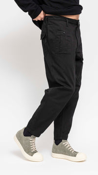 YOHJI YAMAMOTO BLACK TWILL COTTON CARGO PANTS