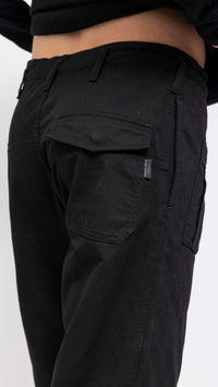 YOHJI YAMAMOTO BLACK TWILL COTTON CARGO PANTS