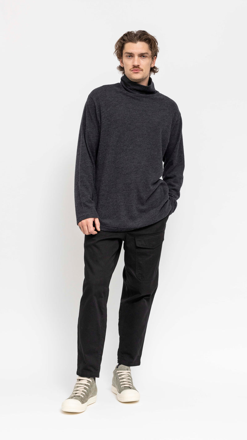 YOHJI YAMAMOTO GRAY WOOL TURTLENECK