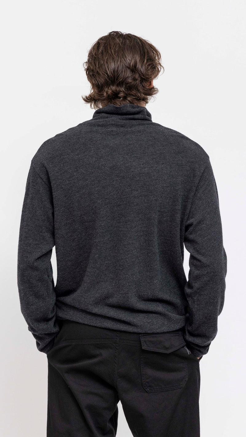 YOHJI YAMAMOTO GRAY WOOL TURTLENECK