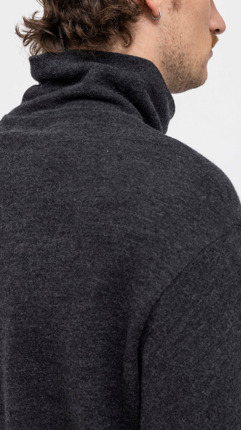 YOHJI YAMAMOTO GRAY WOOL TURTLENECK