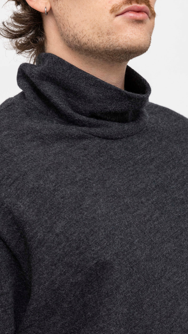 YOHJI YAMAMOTO GRAY WOOL TURTLENECK