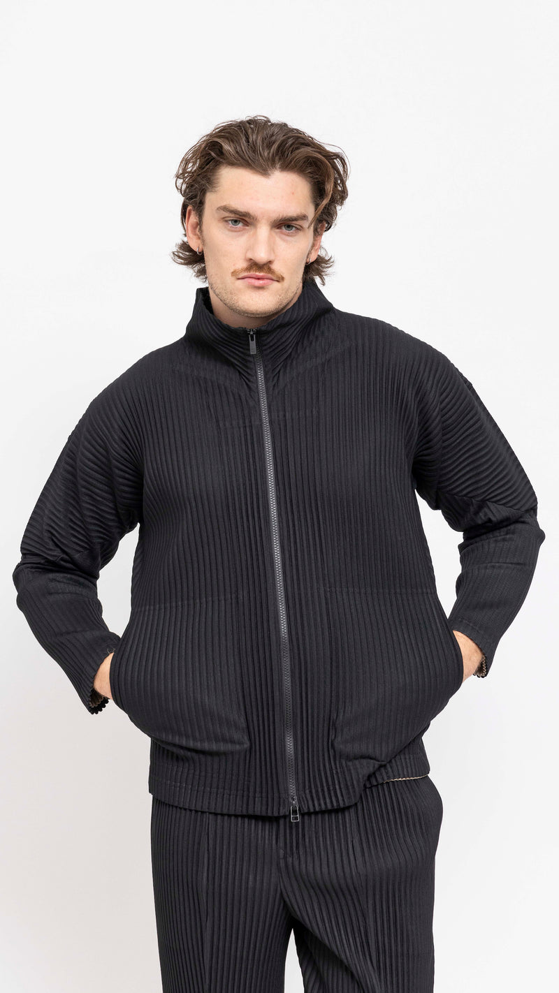 HOMME PLISSÉ BLACK BASICS ZIP TRACK JACKET