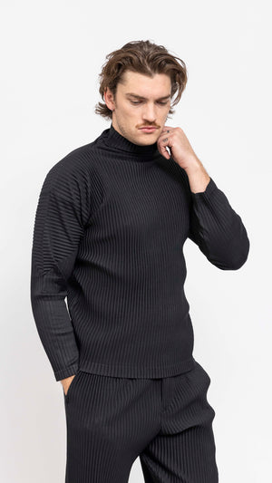 HOMME PLISSÉ ISSEY MIYAKE BLACK ROLLNECK T-SHIRT