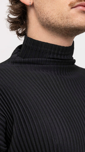 HOMME PLISSÉ ISSEY MIYAKE BLACK ROLLNECK T-SHIRT