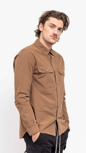 RICK OWENS DRKSHDW KHAKI BROWN COTTON OVERSHIRT