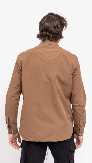 RICK OWENS DRKSHDW KHAKI BROWN COTTON OVERSHIRT