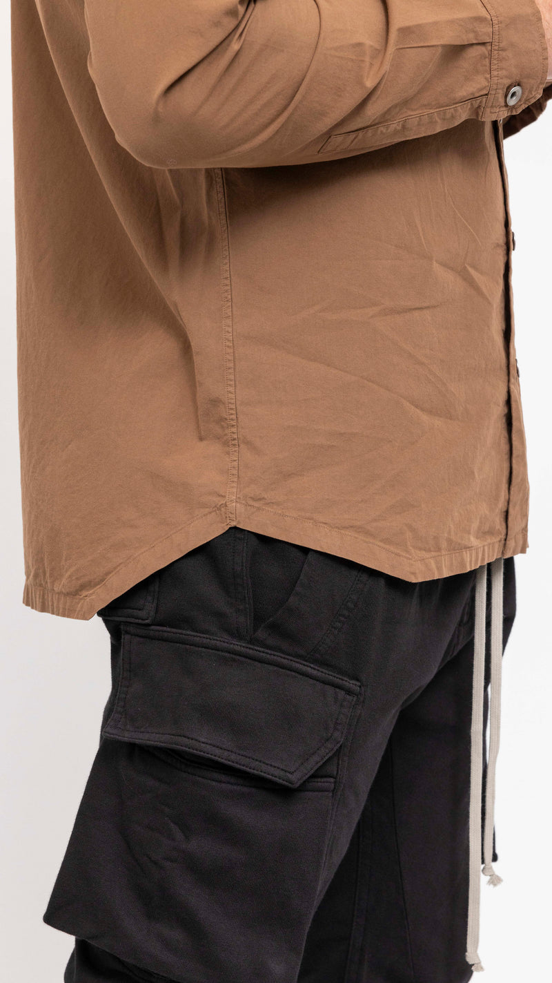 RICK OWENS DRKSHDW KHAKI BROWN COTTON OVERSHIRT