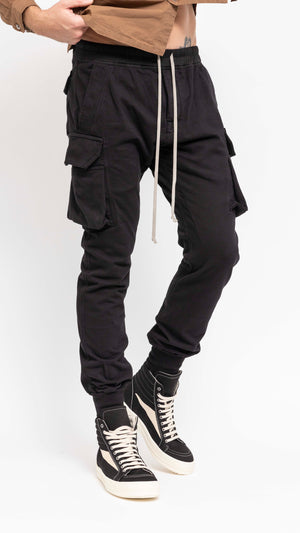 RICK OWENS DRKSHDW BLACK MASTADON CARGO PANTS