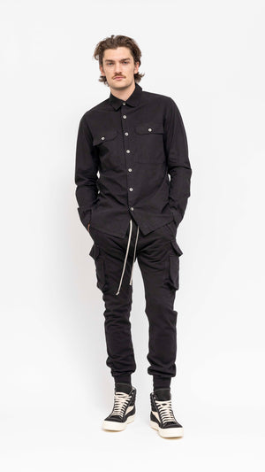 RICK OWENS DRKSHDW BLACK COTTON OVERSHIRT