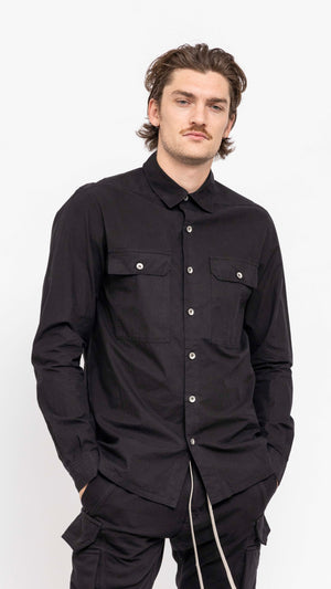 RICK OWENS DRKSHDW BLACK COTTON OVERSHIRT