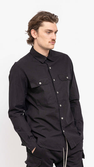 RICK OWENS DRKSHDW BLACK COTTON OVERSHIRT