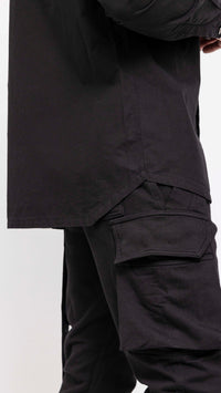 RICK OWENS DRKSHDW BLACK COTTON OVERSHIRT