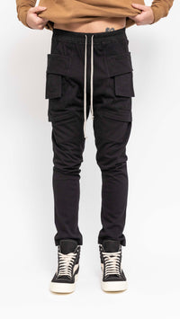 RICK OWENS DRKSHDW BLACK CARGO CREATCH LOUNGE PANTS