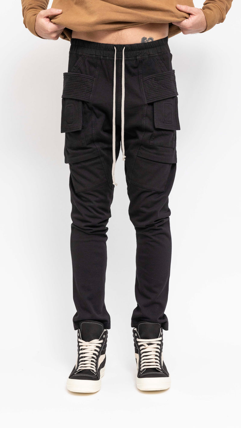 RICK OWENS DRKSHDW BLACK CARGO CREATCH LOUNGE PANTS