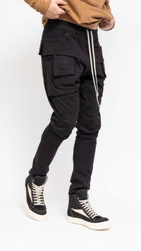 RICK OWENS DRKSHDW BLACK CARGO CREATCH LOUNGE PANTS