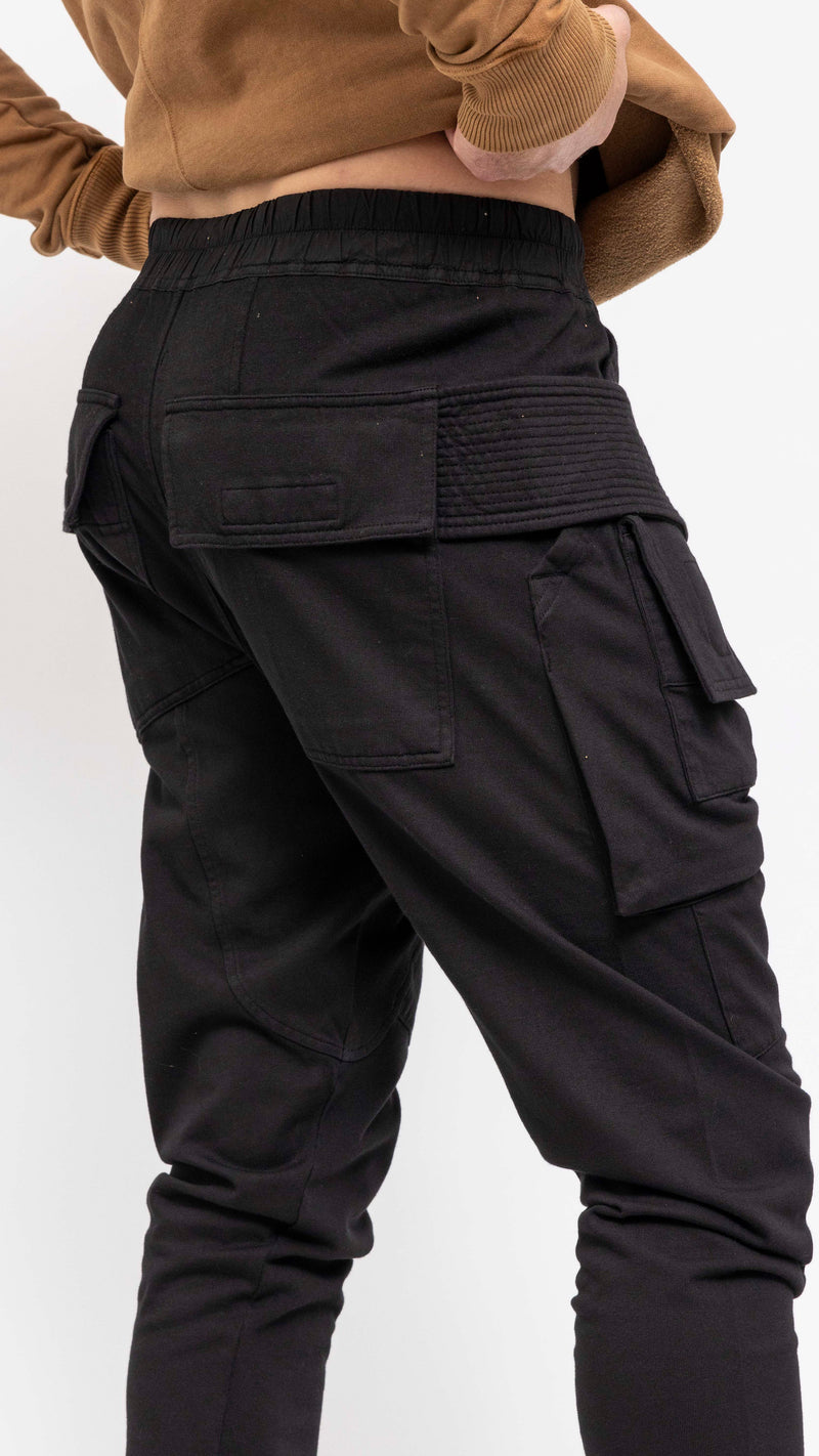 RICK OWENS DRKSHDW BLACK CARGO CREATCH LOUNGE PANTS