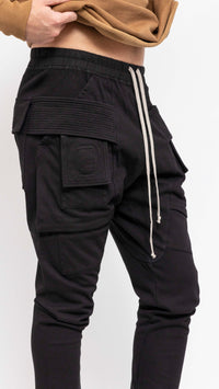 RICK OWENS DRKSHDW BLACK CARGO CREATCH LOUNGE PANTS