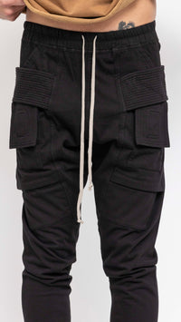 RICK OWENS DRKSHDW BLACK CARGO CREATCH LOUNGE PANTS