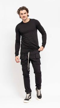 RICK OWENS DRKSHDW BLACK CARGO CREATCH LOUNGE PANTS