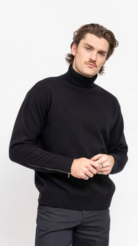 DRIES VAN NOTEN BLACK SIDE ZIP MUZO SWEATER