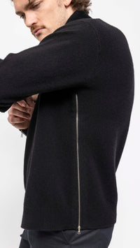 DRIES VAN NOTEN BLACK SIDE ZIP MUZO SWEATER