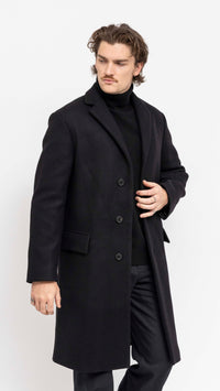 DRIES VAN NOTEN BLACK RUSTIC OVERCOAT