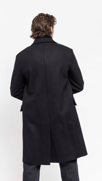 DRIES VAN NOTEN BLACK RUSTIC OVERCOAT