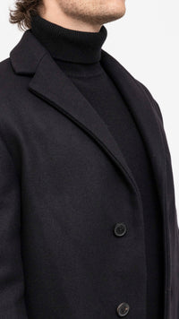 DRIES VAN NOTEN BLACK RUSTIC OVERCOAT