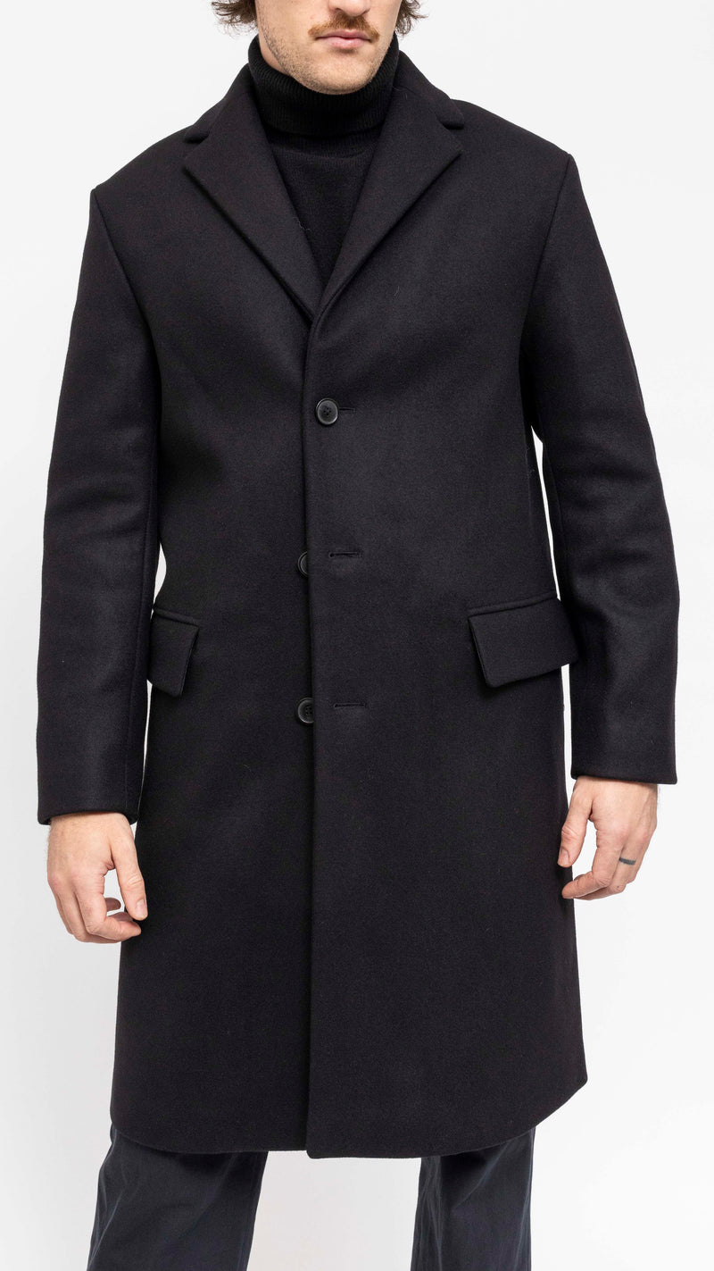 DRIES VAN NOTEN BLACK RUSTIC OVERCOAT