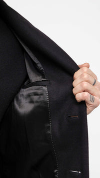 DRIES VAN NOTEN BLACK RUSTIC OVERCOAT