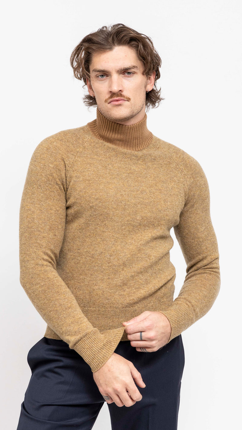 DRIES VAN NOTEN BEIGE MUATA TWO TONE TURTLENECK