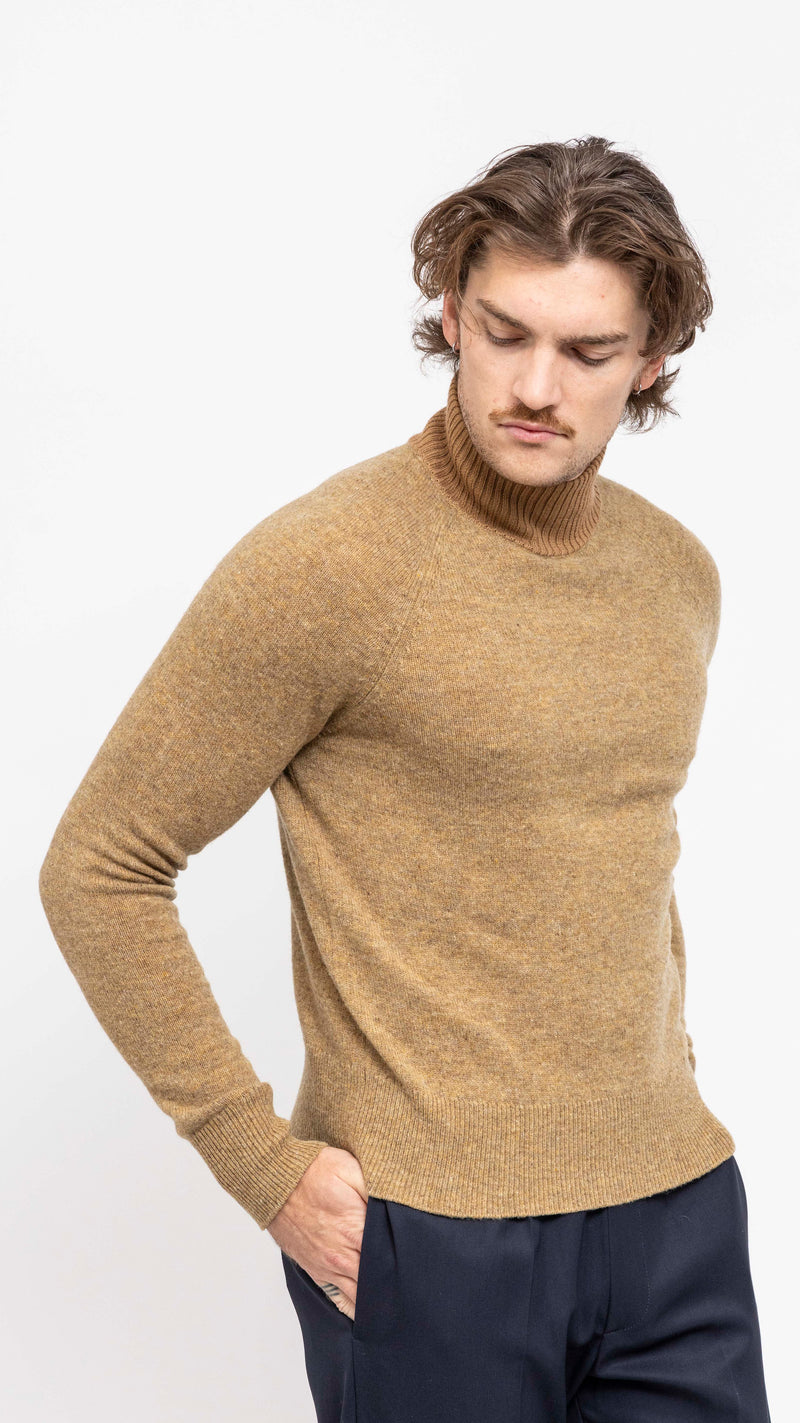 DRIES VAN NOTEN BEIGE MUATA TWO TONE TURTLENECK