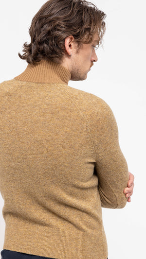 DRIES VAN NOTEN BEIGE MUATA TWO TONE TURTLENECK