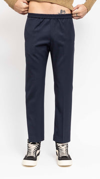 DRIES VAN NOTEN NAVY PARKINO WOOL PANTS