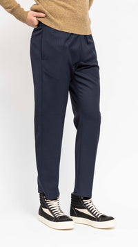 DRIES VAN NOTEN NAVY PARKINO WOOL PANTS